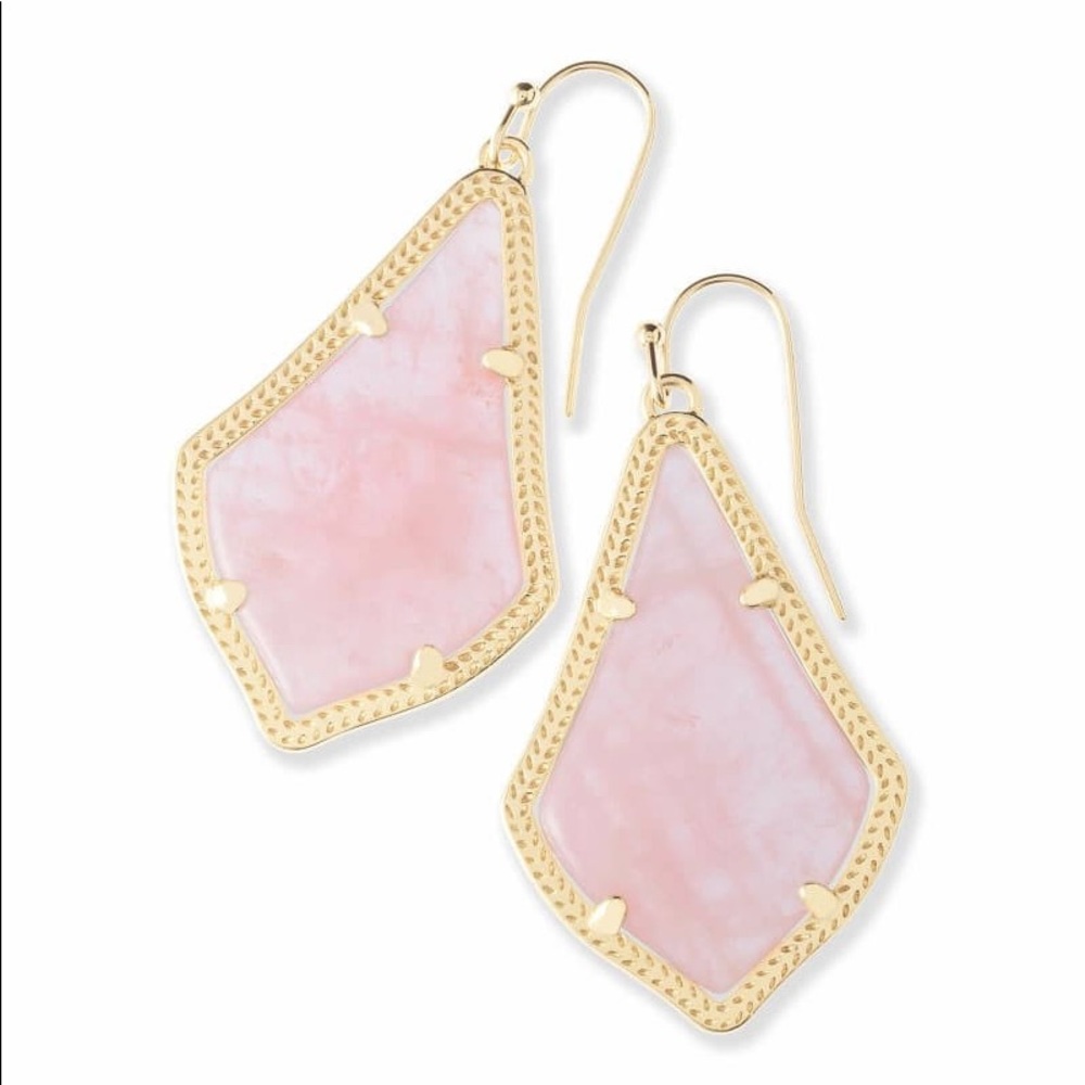Kendra Scott Alex Gold Drop Earrings in Rose Quartz
